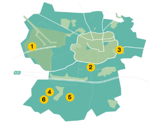 Plattegrond schoollocaties Bonhoeffer College Enschede